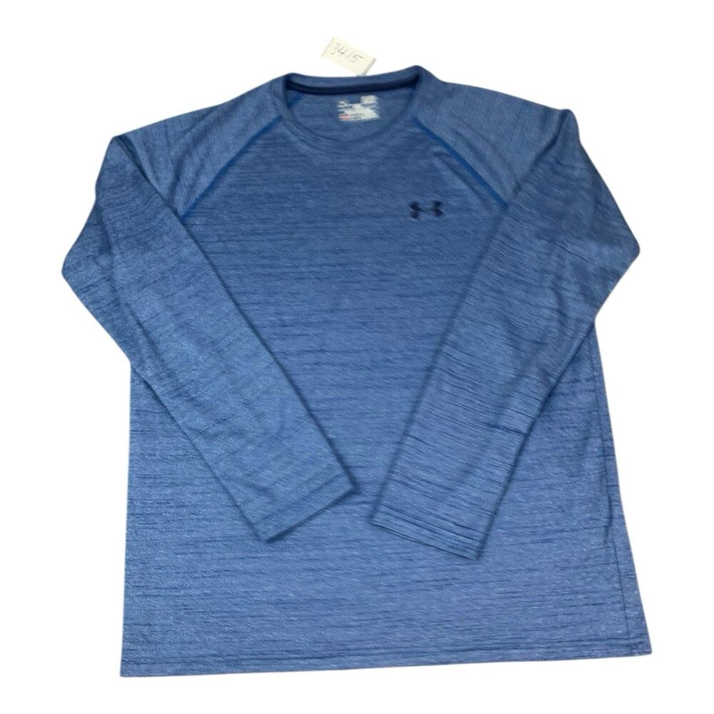 Under Armour Athletic Long Sleeve Shirt, Crew Neck, Heather Blue, Men’s Small